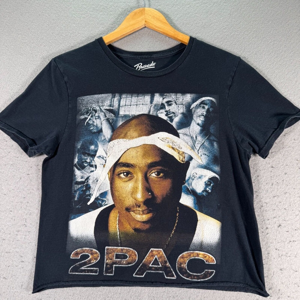 Tupac Shakur Rap Tee T-Shirt Adult Small Black American Music Retro Boxy Graphic